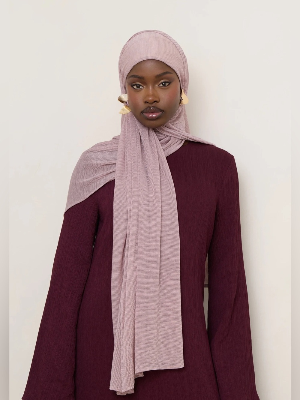 Veiled Collection Stretch Stripe Hijab - Milky Pink